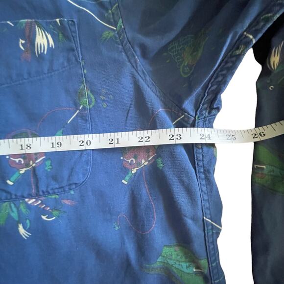 Vintage Gap Fishing Print Button Down Mens Shirt Size Large Rod Reel Tackle Lrg - Picture 5 of 14